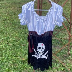 Sexy Pirate Costume with Skull Design - Black and White